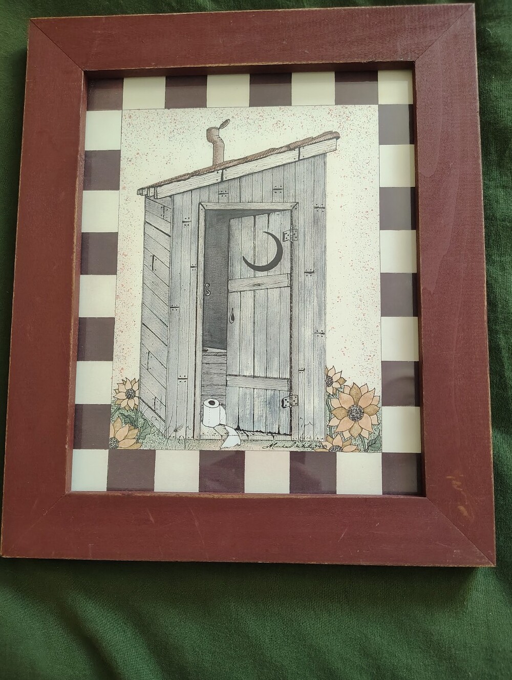 Rustic Red Framed Outhouse Wall Art